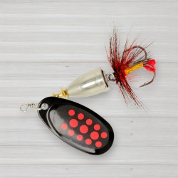 Блешня обертова ZEOX Furor № 4, 11г, колір 010 Black-Red Dot